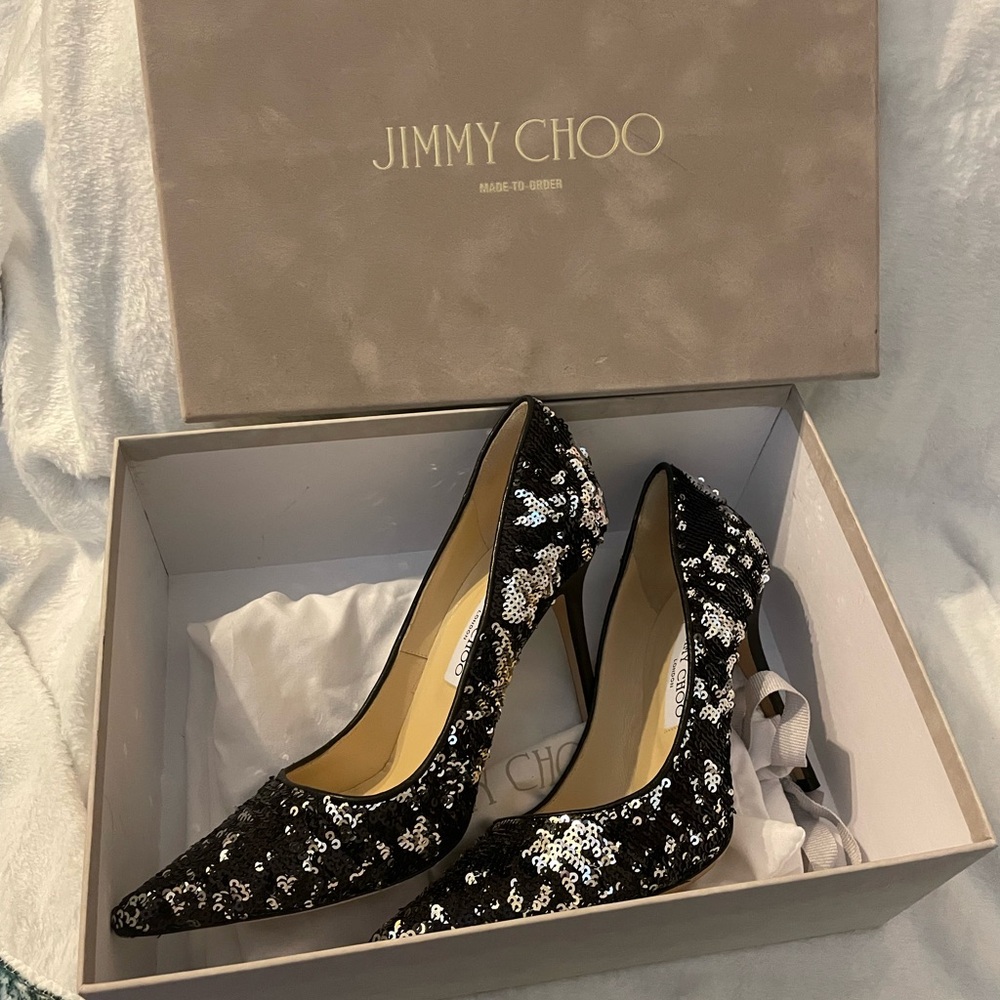 Beautiful sequined Jimmy Choo shoes.